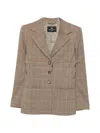 Etro Check-pattern Blazer In Brown