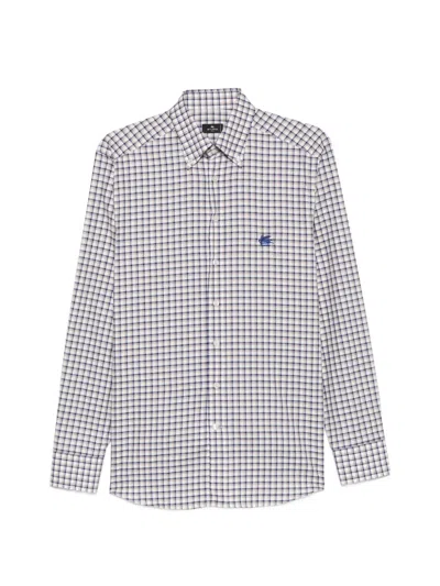 Etro Check-pattern Button-down Shirt In Gray