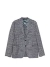 Etro Check-pattern Notched-lapel Blazer In Gray