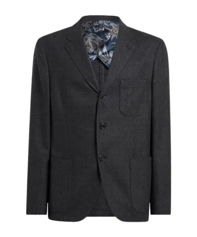 Etro Check-pattern Single-breasted Blazer In Transparent