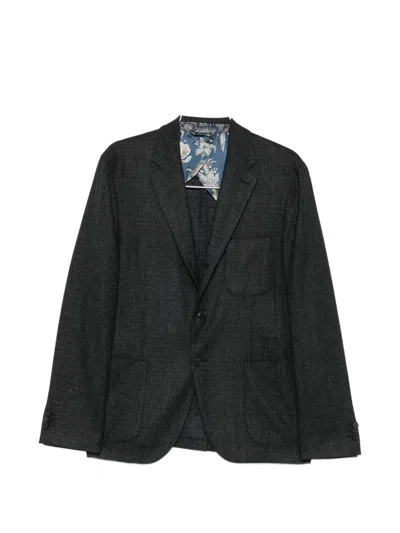 Etro Check-pattern Single-breasted Blazer In Gray