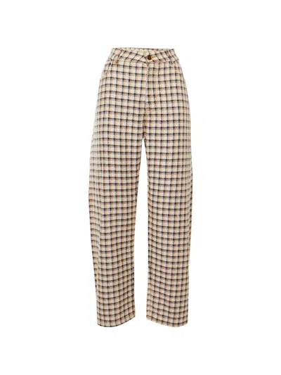 Pre-owned Etro Check-pattern Straight Trousers In Neutrals