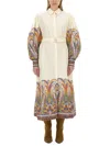Etro Printed Cotton Midi Shirt Dress W/belt