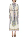 Etro Cotton Chemise Dress With Paisley Print In Blue