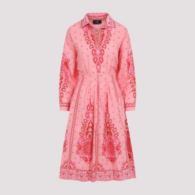 Etro Chemisier Pink Cotton Midi Dress 40