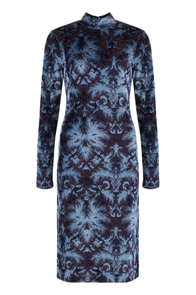 Etro Chenille Jacquard Sheath Dress In Black