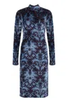 Etro All-over Pattern High-neck Midi Dress In Blue