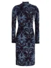 Etro All-over Pattern High-neck Midi Dress In Multi