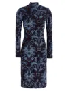 Etro All-over Pattern High-neck Midi Dress In Blue