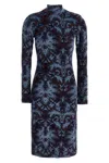 Etro All-over Pattern High-neck Midi Dress In Blue