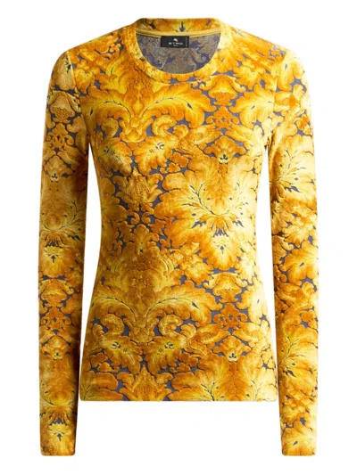 Etro Chenille Jacquard Long-sleeve T-shirt In Yellow