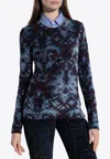 Etro Chenille Jacquard Long-sleeved T-shirt In Blue