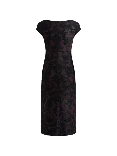 Etro Chenille Jacquard Midi Dress With Paisley Foliage Motif In Black
