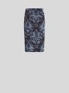 Etro Velvet Brocade Knee-length Skirt With Back Slit In Blue