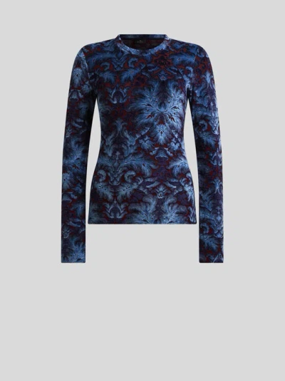 Etro , Chenille Jacquard Top, Woman, Blue, Size Xxl