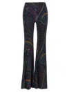 Etro Blue Flared Pants With All-over Paisley Print In Velvet Woman In Blue
