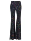 Etro Blue Flared Pants With All-over Paisley Print In Velvet Woman In Blue