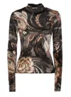 Etro Chenille Sweater With Print In Black