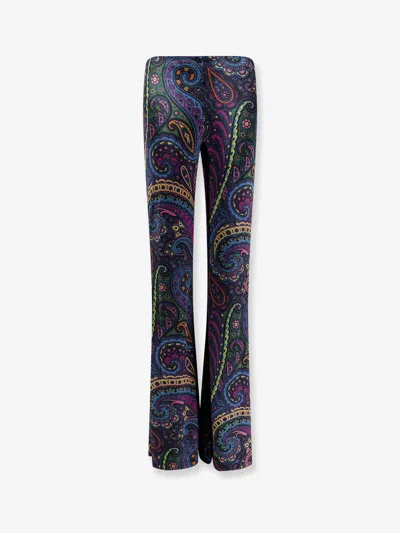 Etro Chenille Trousers With Multicolor Print