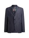 Etro Chevron Single-breasted Linen Jacket In Blue