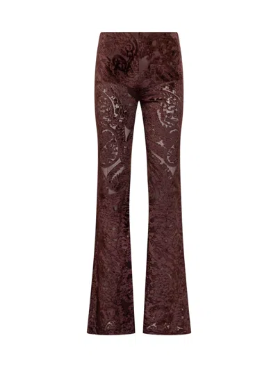 Etro Chic Jacquard Trousers In Burgundy