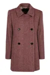 Etro Double-breasted Herringbone Coat In Pink