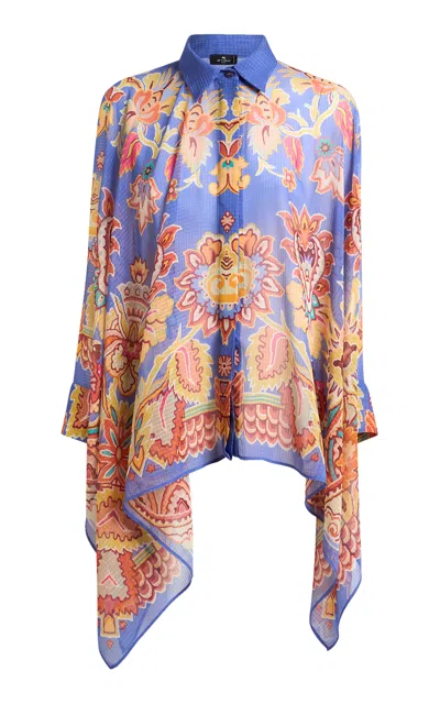 Etro Chiffon Cape Shirt In Multi