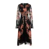 Etro Floral Silk Chiffon Long-sleeved Midi Dress
