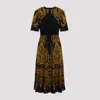 Etro Black Chiffon Polyester Long Dress In Multicolor Black