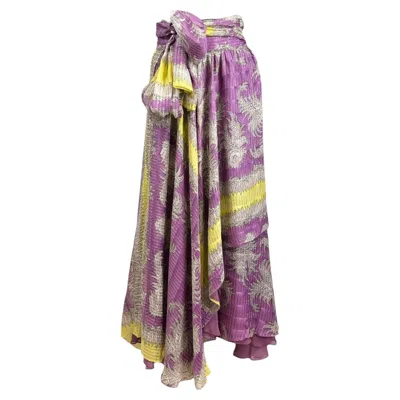 Pre-owned Etro Chiffon Silk Skirt Cashmere In Gray