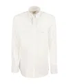 Etro Logo-embroidered Button-down Shirt In White