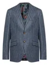 Etro Classic Pinstripe Blazer In Tailored Style In Blue
