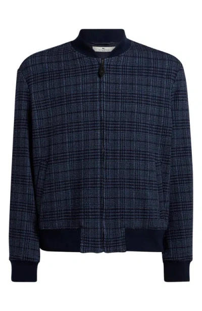 Etro Classic Plaid Bomber Jacket In Blue
