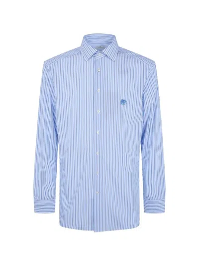 Etro Tailored Shirt Button Down Collar Long Sleeves In Blue