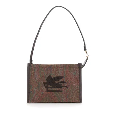 Etro Clutch Arnica With Embroidered Logo On The Front And All-over Pattern Cotton Blend Brown Women Polye