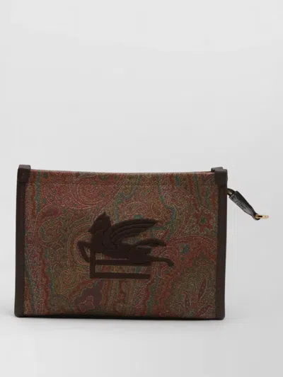 Etro Clutch Bag Paisley Embroidery Strap Handle In Multi