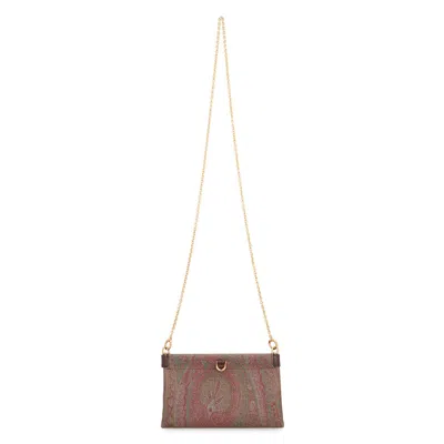 Etro Clutch Talk Mini With Shoulder Strap In Brown