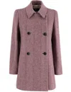 Etro Double-breasted Herringbone Coat In Bicolor