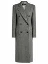 Etro Grey Long Double-breasted Coat With Chevron Motif In Bicolored
