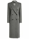 Etro Grey Long Double-breasted Coat With Chevron Motif In Bicolored
