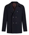 Etro Wool Coat With Lapels And Decorative Buttons In Blue