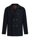 Etro Wool Coat With Lapels And Decorative Buttons In Blue