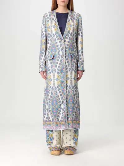 ETRO COAT ETRO WOMAN COLOR GNAWED BLUE,423686011