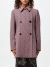 Etro Herringbone-pattern Double-breasted Coat In Pink