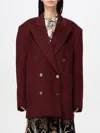 Etro Bordeaux Double-breasted Jacket With Logo Detail On Buttons In Wool Blend Woman In Rot