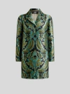 Etro Floral Jacquard Single-breasted Top Coat In Green