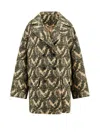 Etro Women Double-breasted Coat With Multicolor Motif In Yellow