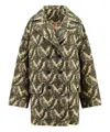 Etro Women Double-breasted Coat With Multicolor Motif In Yellow