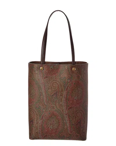 Etro Coated Canvas & Leather Tote In Brown