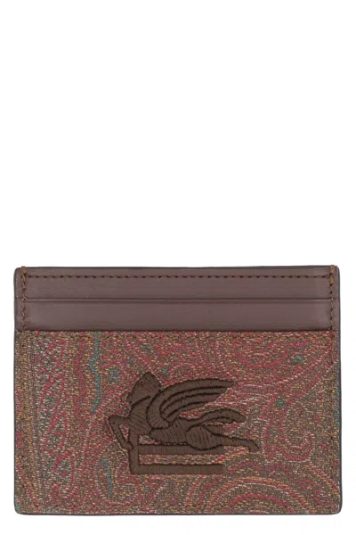 Etro Coated Canvas Card Holder In Brown